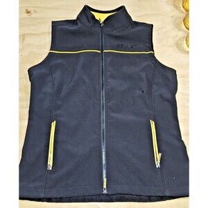 Stryker Full Zip Soft Shell Vest Windbreaker Jacket Pockets Black Yellow Men's M